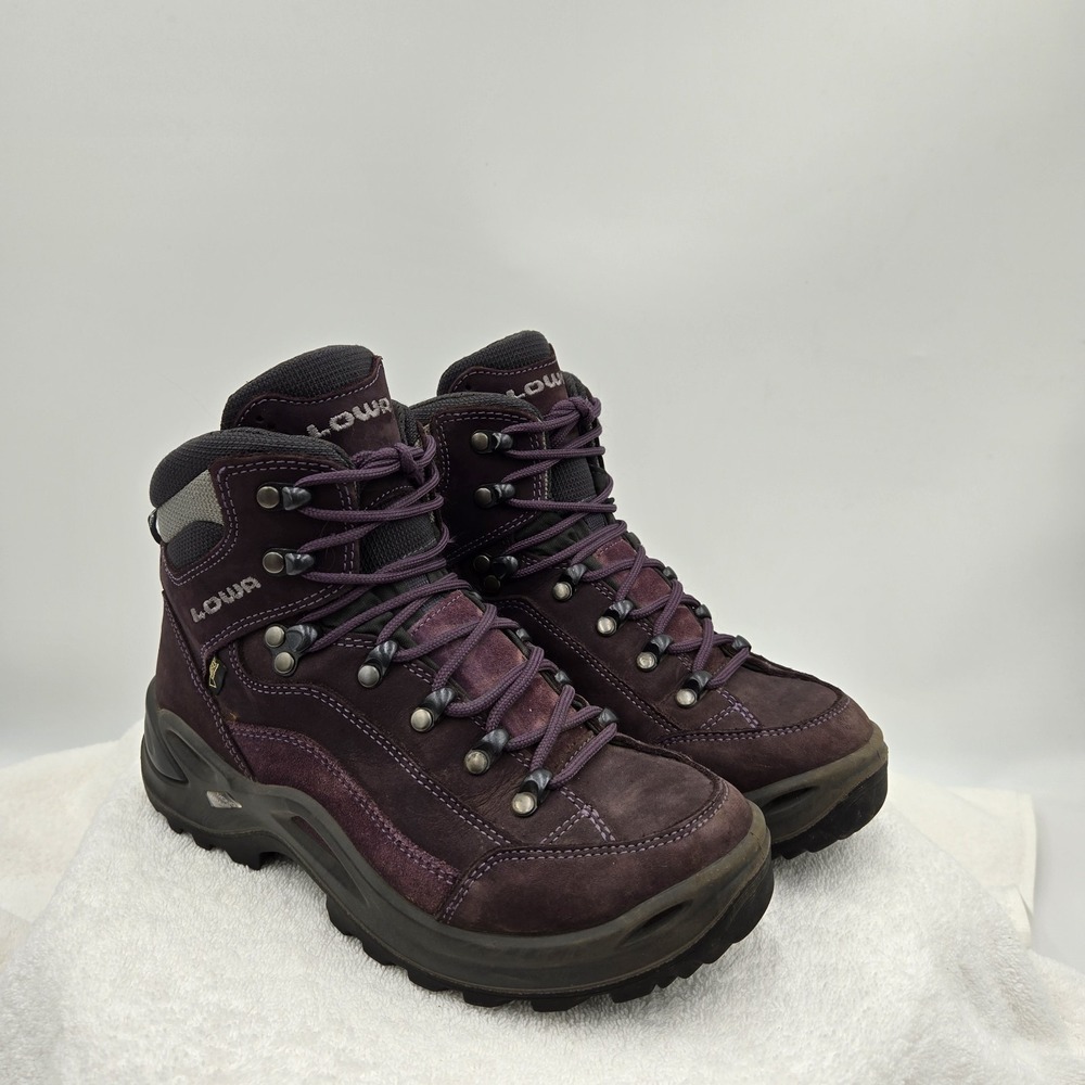 Lowa Women's Size 6 Renegade GTX Mid Gore-Tex Vibram Hiking Boot Purple Outdoor